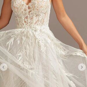 David’s Bridal Galina A- Line Open Back Halter - Crystal beaded Wedding Dress 14